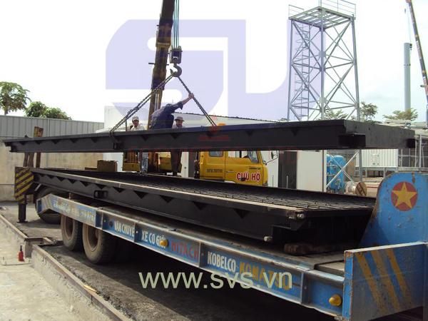 Cân ô tô cân xe tải bàn cân nửa thép nửa bê tông kiểu cân nửa nổi TS09