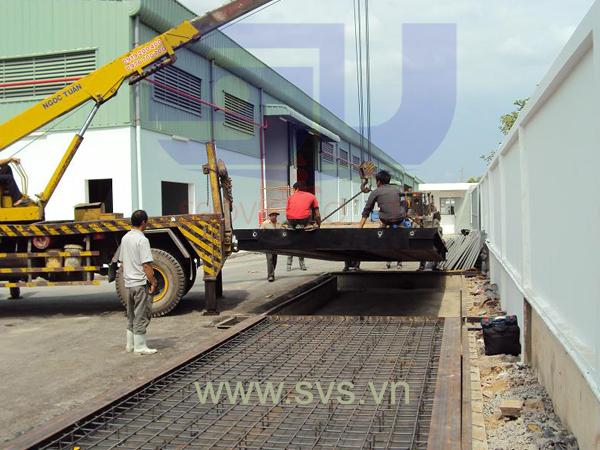 Cân ô tô cân xe tải bàn cân nửa thép nửa bê tông kiểu cân nửa nổi TS09