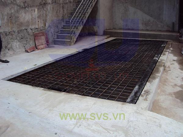 Cân ô tô cân xe tải bàn cân nửa thép nửa bê tông kiểu cân chìm TS13