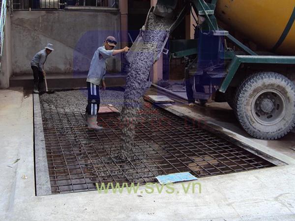 Cân ô tô cân xe tải bàn cân nửa thép nửa bê tông kiểu cân chìm TS13